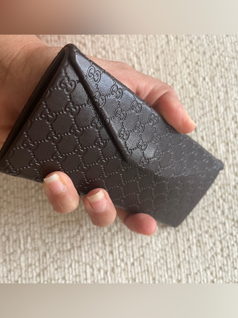 Gucci Brown Embossed GG Leather lens case